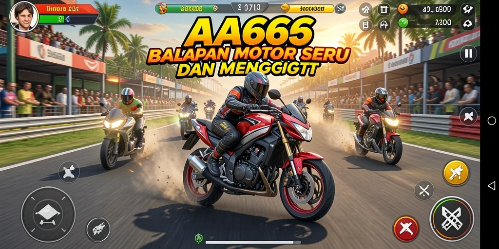 Gameplay seru dalam balapan motor yang mendebarkan.