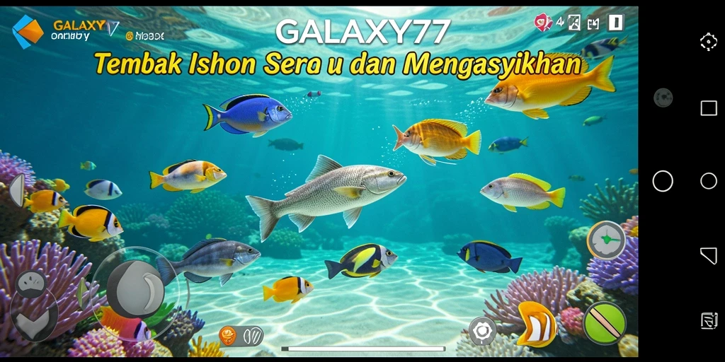Tampilan gameplay GALAXY77 menampilkan aksi menembak ikan yang seru.