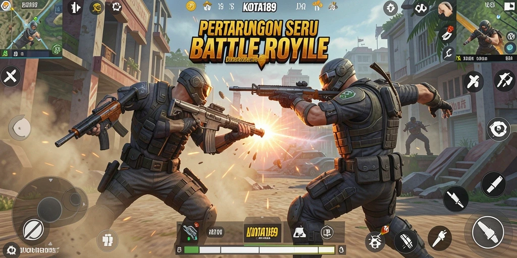 Gameplay seru KOTA189 dengan pertempuran Battle Royale yang mendebarkan.