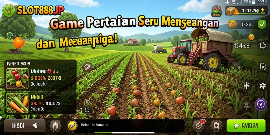 Gameplay SLOT88JP menampilkan ladang pertanian yang hijau dan subur.