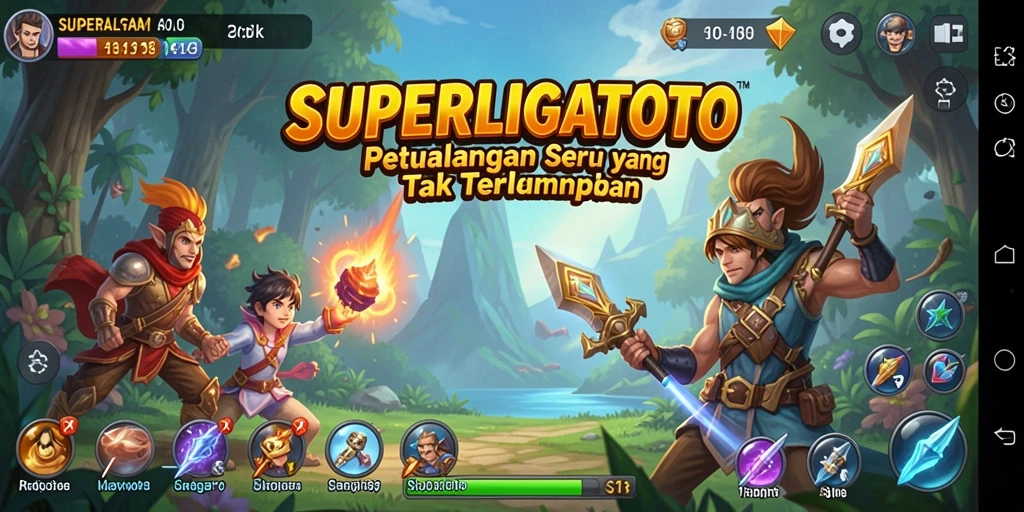 Tampilan gameplay <strong>SUPERLIGATOTO</strong> yang memukau dan petualangan seru.