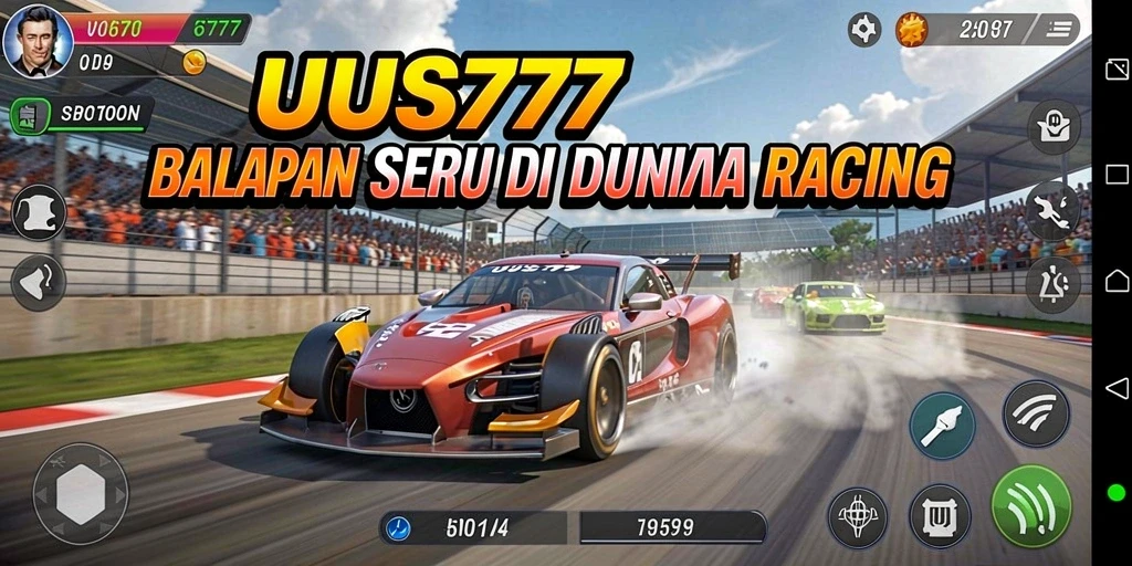 Screenshot gameplay UUS777 menampilkan aksi balapan yang mendebarkan.